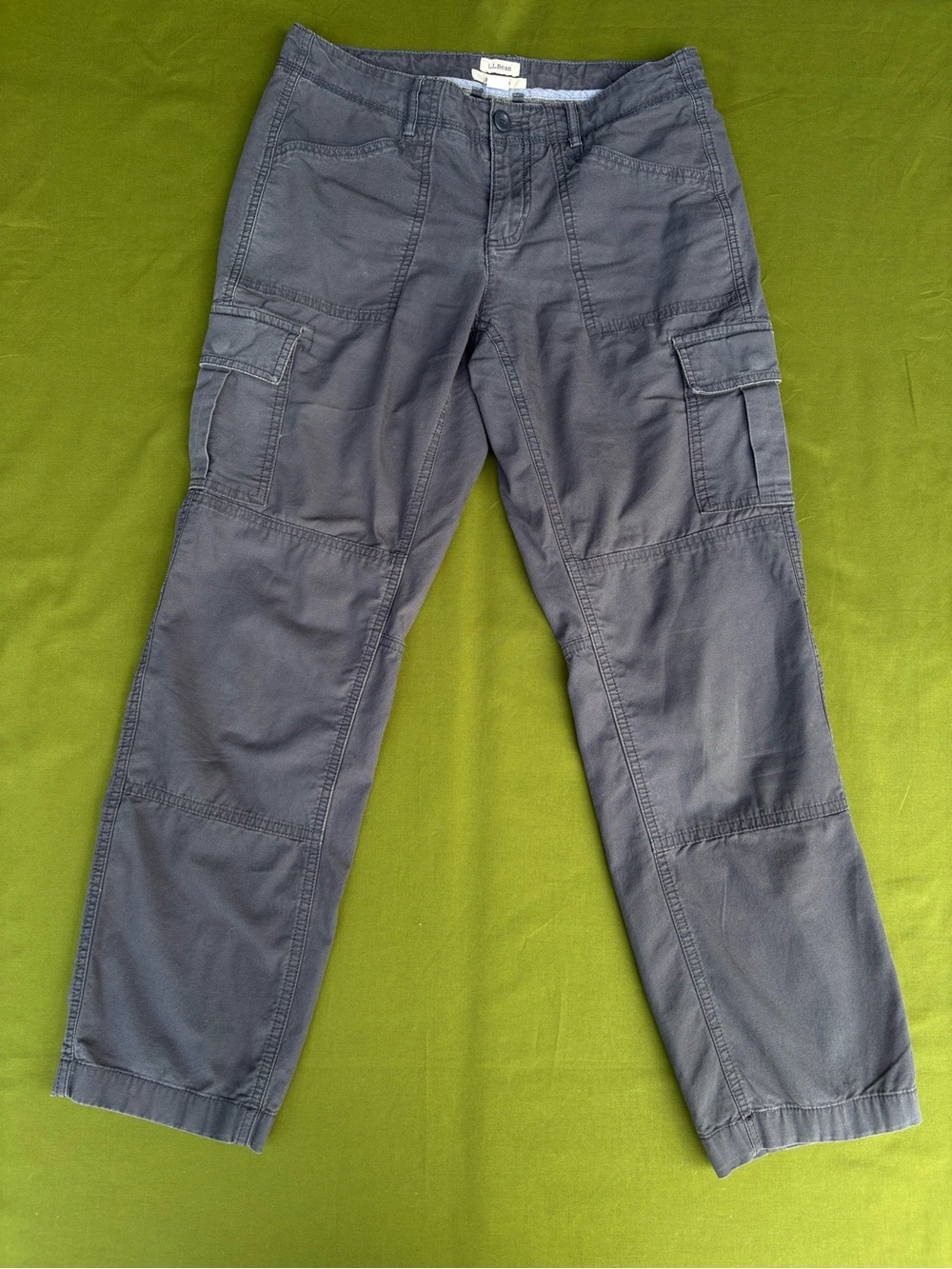 L.L. Bean Favorite Fit Cargo Pants Women 4 Petite Blue Gray Utility Hiking Pants
